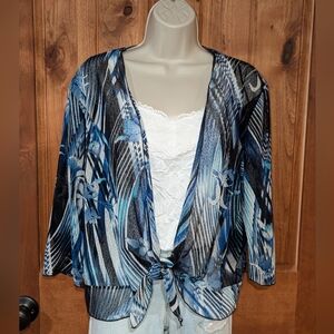 Blue and Black Patterned Women's Shrug